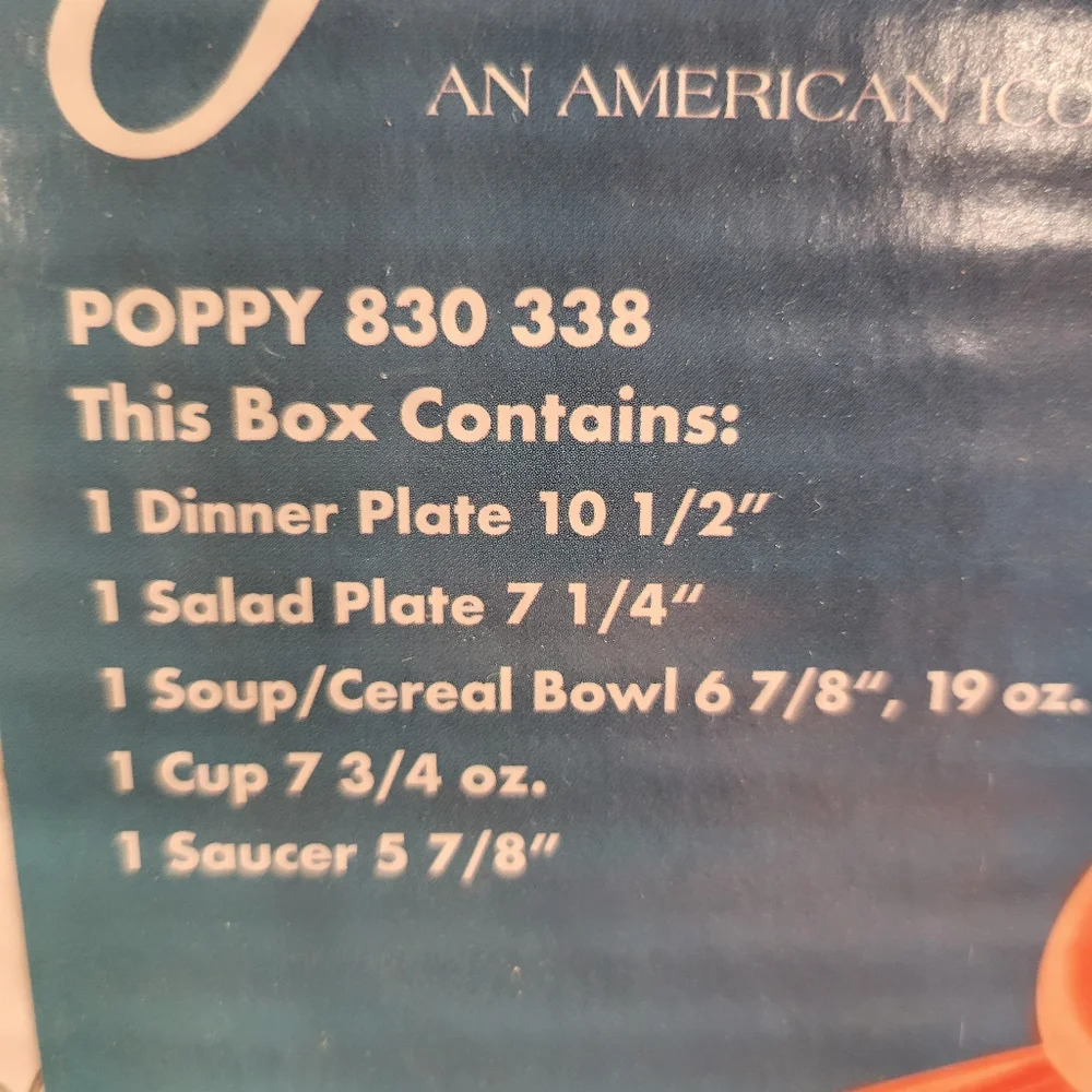 NIB Classic Rim 5-Piece Place Setting, Poppy